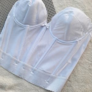 Vintage 80's Youthcraft Strapless Bustier Corset Solid White XS X Small Rare